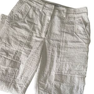 Derek Lam 10 Crosby Mila White Eyelet Cargo Utility Pants Size 8